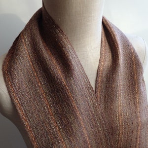 Scarf Handwoven with Merino Wool Baby Alpaca and Silk Ginger Spice for Men or Women image 1