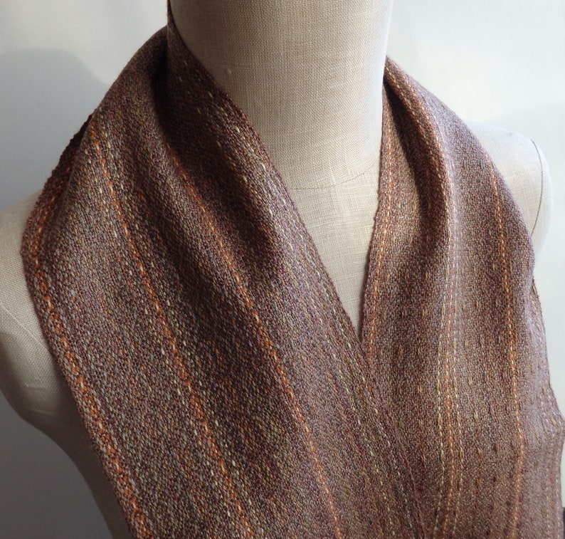 Scarf Handwoven with Merino Wool Baby Alpaca and Silk Ginger Spice for Men or Women image 1