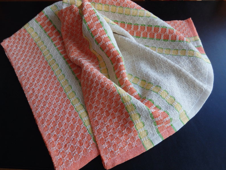 Handwoven Towel Organic and Pearl Cotton Citrus Colors / Tea Towel / Chef's Towel / Cooks Towel/ Foodie Gift / Kitchen Towel / Dish Towel image 2