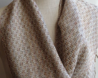 Handwoven Scarf Warm, Natural Wheat Tones of Silk, Merino Wool and Baby Alpaca for Women or Men