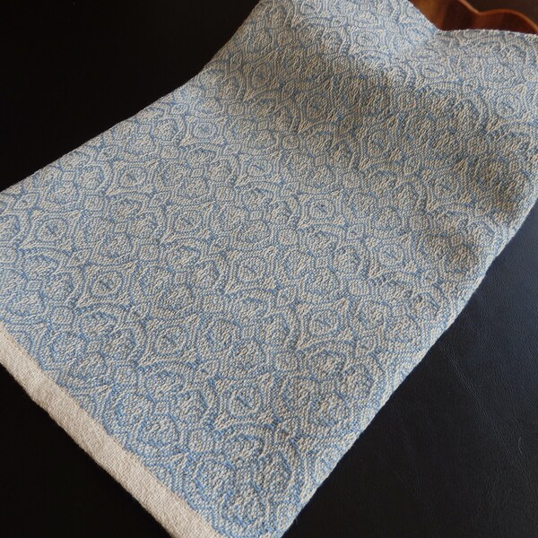 Handwoven Organic Cotton Towel in Natural and Blue / Chef's Towel / Kitchen Towel / Dish Towel / Foodie Gift / Eco Friendly
