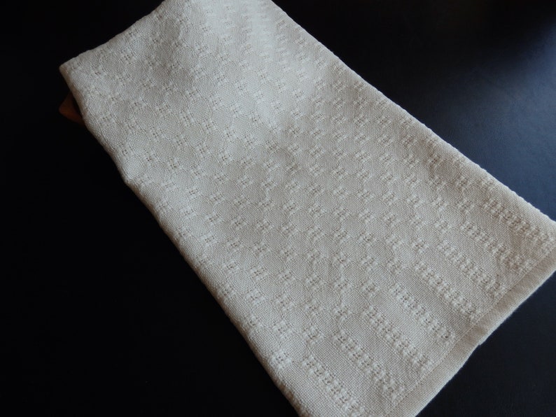 Handwoven Organic Cotton Lace Towel /Kitchen Towel / Tea Towel / Dish Towel / Decorative Towel / Gift / Neutral Natural Color image 1