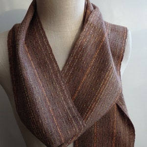 Scarf Handwoven with Merino Wool Baby Alpaca and Silk Ginger Spice for Men or Women image 3