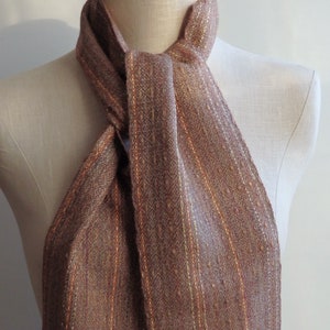 Scarf Handwoven with Merino Wool Baby Alpaca and Silk Ginger Spice for Men or Women image 4