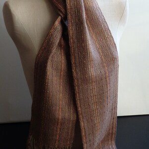 Scarf Handwoven with Merino Wool Baby Alpaca and Silk Ginger Spice for Men or Women image 2