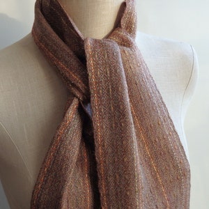 Scarf Handwoven with Merino Wool Baby Alpaca and Silk Ginger Spice for Men or Women image 5