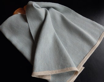 Organic Cotton Handwoven Towel in Natural and Blue / Kitchen Towel / Chef's Towel / Foodie Towel / Dish Towel / Earth Friendly