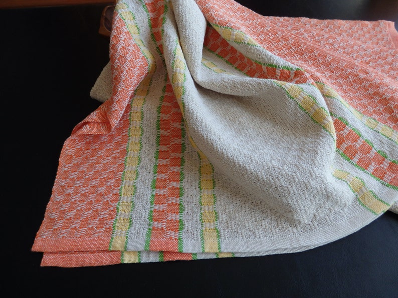 Handwoven Towel Organic and Pearl Cotton Citrus Colors / Tea Towel / Chef's Towel / Cooks Towel/ Foodie Gift / Kitchen Towel / Dish Towel image 1