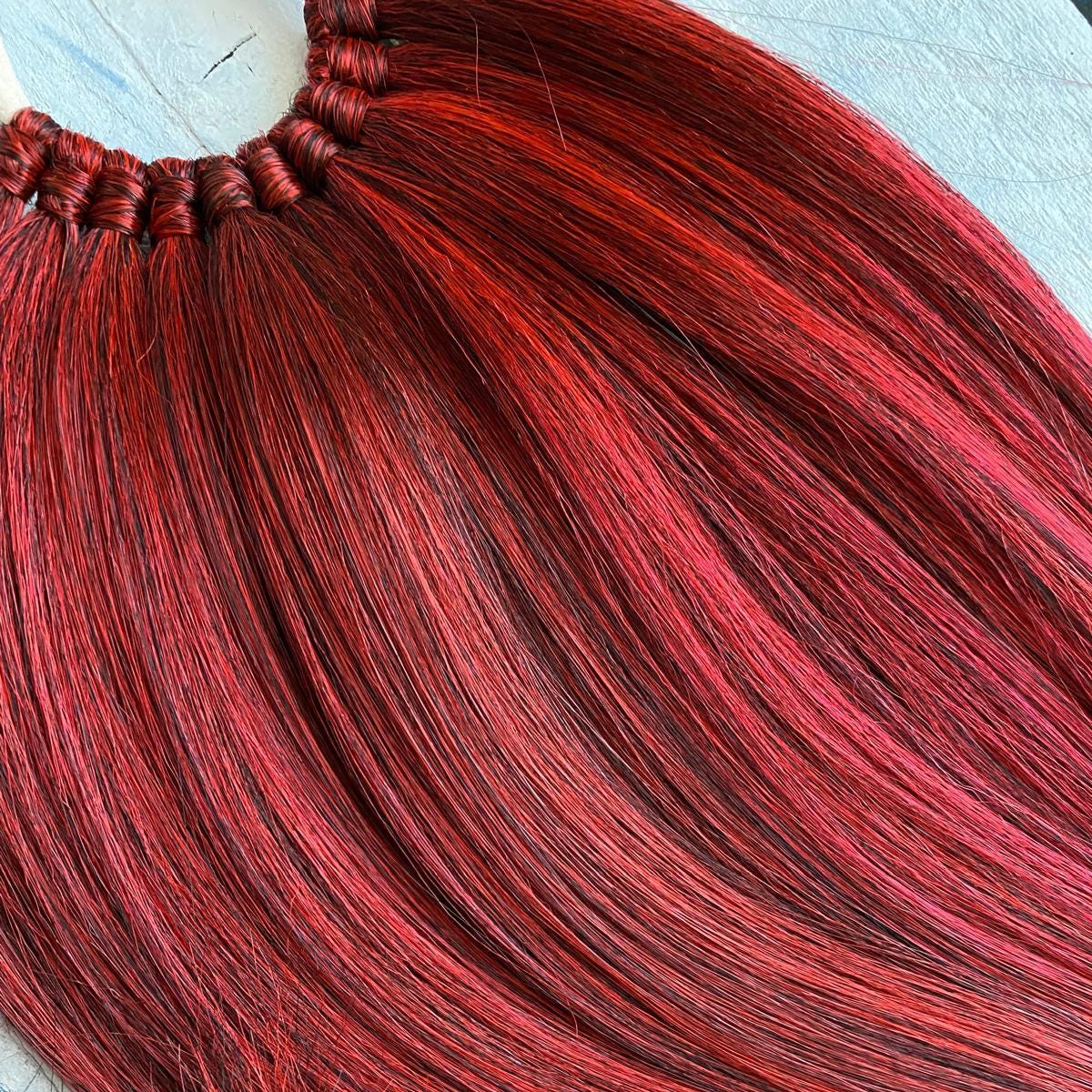 Rabo de cavalo VERMELHO/PRETO Extensão em elástico, Sintético