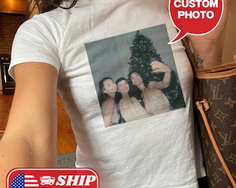 Custom Photo Y2K Baby Tee Shirt Picture Shirt Personalized Logo Shirt Crop Top With Custom Photo Tee Custom Graphic 90s Shirt Gift For Her