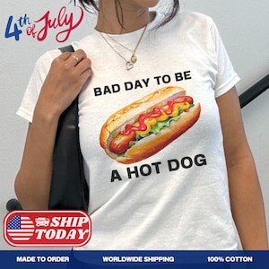 Bad Day To Be A Hot-Dog An 2000 T-shirt bébé graphique Hot-Dog T-shirt femme 4 juillet des années 90 Style rétro Hot-Dog court T-shirt Memorial Day