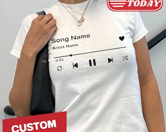 Custom Song Name Baby Tee Y2K Shirt Custom Artist Name Baby Tee Custom Baby Tee Cropped Fit Y2K Aesthetic Handmade Custom Y2K Fashion Gifts