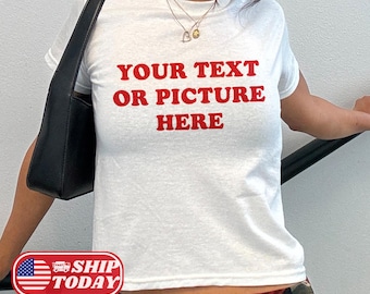 Camiseta infantil personalizada com texto, camiseta infantil personalizada com foto estilo anos 90, camiseta infantil com foto personalizada, top cropped com logotipo da empresa, QUALQUER imagem, presente personalizado para ela