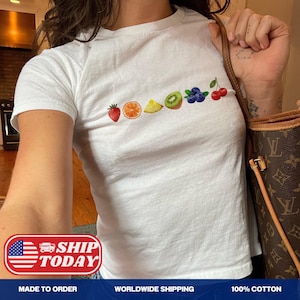 Fruity Y2K Style Baby Tee Fruity Crop Top WLW LGBTQ Shirt Pride Pansexual 90s Shirt Pride T-Shirt Gift For Gay Friends Cute Pride Shirt Gift