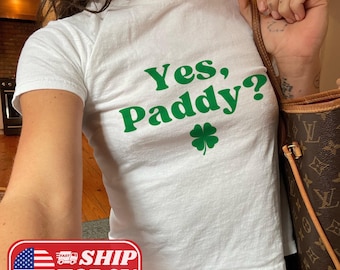 Sim Paddy Baby Tee Y2K Camiseta estética dos anos 90 Camiseta irlandesa para bebês Camiseta St Pattys Baby Camiseta feminina justa Top engraçado de verão Camiseta feminina para bebês