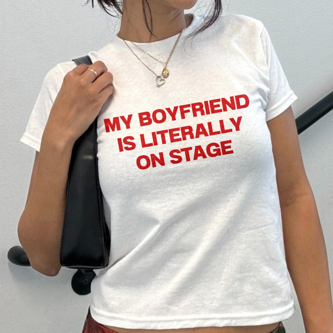 My Boyfriend is Literally on Stage Y2K Baby Tee Rockstar Girlfriend T ...