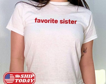 Camiseta Y2K Baby, Melhor Irmã, Top Cropped Divertido para Irmã Favorita, Camiseta Estética Fofa, Presente de Aniversário para Irmã, Camiseta Divertida para Irmã