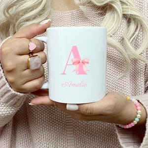Taza personalizada con letra, idea de regalo de cumpleaños, regalos personalizados, regalos para mujeres, regalos individuales, 325ml.