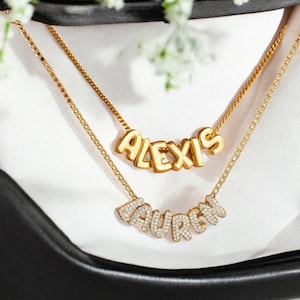 Collier bulles-lettre bulle-collier prénom bulles 3D-collier prénom 3D-initiale bulle-collier bouffée-ballonnet-collier