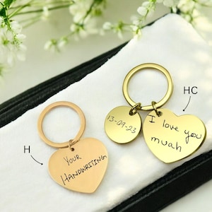 Actual handwriting gift keychain-Engraved handwriting-Memorial keychain-Custom handwriting-Personalized keychain-Signature keychain-Keytag