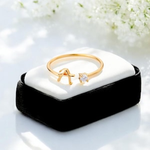 Benutzerdefinierte Ring-Zirkonia Ring-Buchstabe Ring-Anfang Ring-Persönlicher Ring-Großer Ring-Alphabet Ring