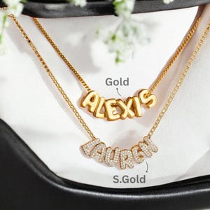 Bubble Letter Name Necklace -Sentimental necklace gift to mom-Bubble Letter Necklace Pave-Custom 3D bubble letter necklace-Bubble initial