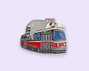 Raccoon Streetcar Enamel Pin