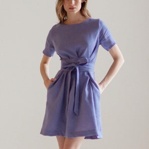 Linen dress for women, mini linen dress, classic dress for women, lavender dress,summer linen dress,bridesmaid dress,cottagecore style dress