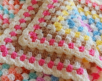 Baby Blanket - Rainbow Blanket - Edged in Cream - Baby Gift - Baby Present - Handmade - Crochet