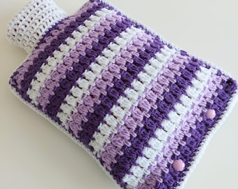 Hot Water Bottle Cover - Cosy - Shades of a Deep Purple and White - Bedroom Accessories