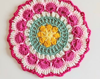 Mandala - Table Mat - Center Piece - Doily - Cotton - Crochet - Shades of Pink