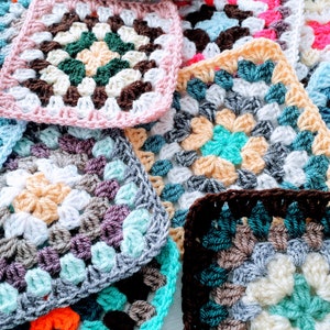 Granny Squares - Random Colors-  x 6 Measures 5.5 inches - craft supplies - Afghan squares Crochet motifs - Various Colors