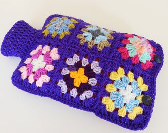 Hot Water Bottle Cover - Cosy - Shades of a Purple Sparkly Yarn - Bedroom Accessories