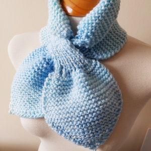 Ascot Keyhole Scarf in colours of a Baby Blue ,White and Pale Lemon Women Teenagers Accessories 1940's Scarf image 6