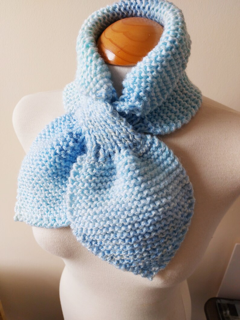 Ascot Keyhole Scarf in colours of a Baby Blue ,White and Pale Lemon Women Teenagers Accessories 1940's Scarf image 6