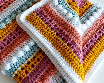 Baby Blanket - Rainbow Blanket - Edged in White - Baby Gift - Baby Present - Handmade - Crochet