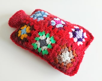 Hot Water Bottle Cover - Cosy - Cozy - in shades of a Two Toned Red - Bedroom Accessories - Mohair