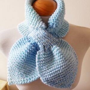 Ascot Keyhole Scarf in colours of a Baby Blue ,White and Pale Lemon Women Teenagers Accessories 1940's Scarf image 5