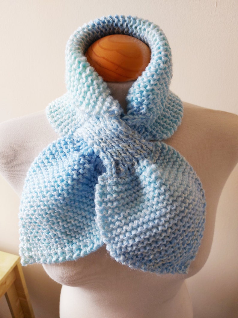 Ascot Keyhole Scarf in colours of a Baby Blue ,White and Pale Lemon Women Teenagers Accessories 1940's Scarf image 5
