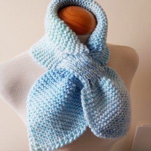 Ascot Keyhole Scarf in colours of a Baby Blue ,White and Pale Lemon Women Teenagers Accessories 1940's Scarf image 4