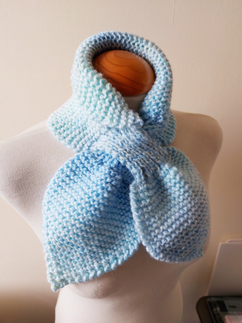 Ascot Keyhole Scarf in colours of a Baby Blue ,White and Pale Lemon Women Teenagers Accessories 1940's Scarf image 4