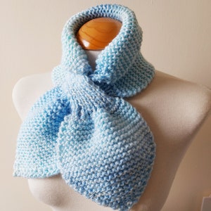 Ascot Keyhole Scarf in colours of a Baby Blue ,White and Pale Lemon Women Teenagers Accessories 1940's Scarf image 1