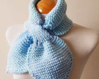 Ascot Keyhole Scarf - in colours of  a Baby Blue ,White and Pale Lemon - Women - Teenagers - Accessories - 1940's Scarf