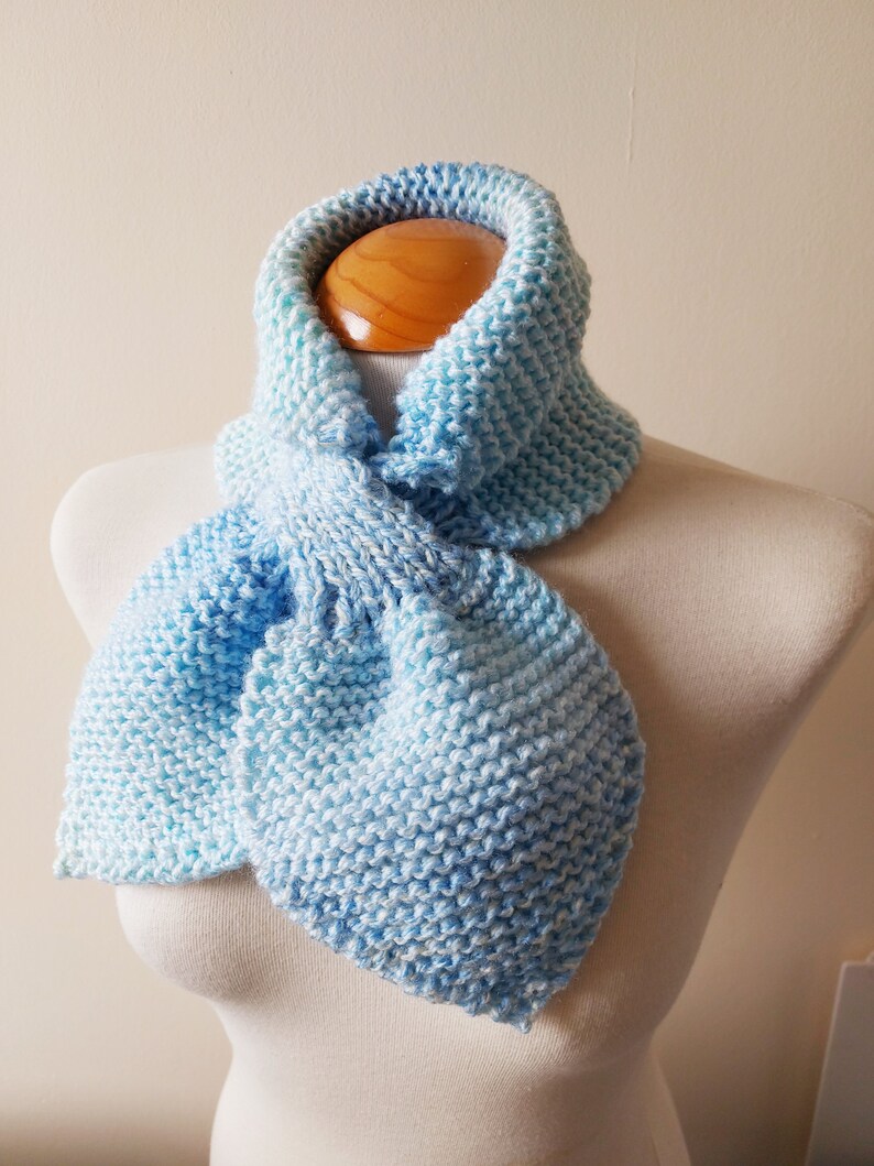 Ascot Keyhole Scarf in colours of a Baby Blue ,White and Pale Lemon Women Teenagers Accessories 1940's Scarf image 1
