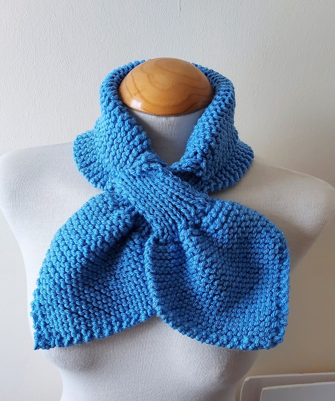 Scarf Ascot Bow Scarf in the Color Aster Blue Keyhole Scarf Etsy UK