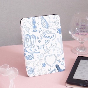 Western Coast Cowboy Kindle-fodral till Kindle Gen11, 6 tum, 2019/2024, pappersvitt, 6,8 tum, 5/7:e 2013-fodral, genomskinligt bakstycke, personlig present till henne