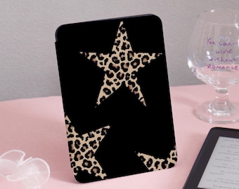 Leopard Print Star Kindle Hülle Kindle Gen11 6 Zoll 2019/2024, PaperWhite 6,8 '' 5/7th 2013 Cover, Clear Back Sleeve, personalisiertes Geschenk für Sie
