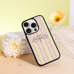 Custodia per telefono a forma di libellula a righe, custodia per telefono per iPhone 16, 15, 14, 13, 12 Pro Max Mini, custodia per iPhone PLUS, custodia per telefono femminile, regali unici