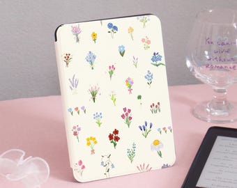 Bloemboeket Kindle Case Kindle Gen11 6 inch 2019/2024, PaperWhite 6,8'' 5/7 2013 omslag, doorzichtige achterkant, gepersonaliseerd cadeau voor haar