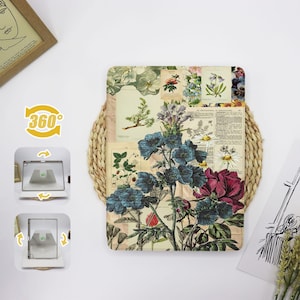 Vintage Floral Collage 360 Degree Rotate Stand iPad Case Cover For iPad 9.7&quot;10.2&quot;10.9&quot;11&quot;12.9&quot;iPad Air 6 iPad Pro iPad 2022 2024 iPad mini 6